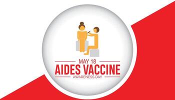 Aides Vaccine Awareness Day observed every year in May 18. Template for background, banner, card, poster with text inscription. vector