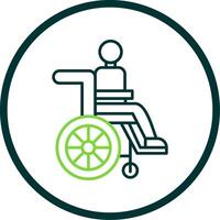 Disabled Person Line Circle Icon vector