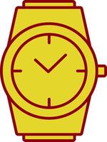 elegante reloj línea dos color icono vector