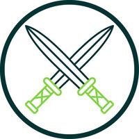 Two Swords Line Circle Icon vector