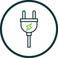 Plug Line Circle Icon vector