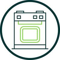 Electric Stove Line Circle Icon vector