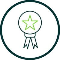 Star Medal Line Circle Icon vector