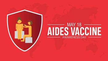 Aides Vaccine Awareness Day observed every year in May 18. Template for background, banner, card, poster with text inscription. vector