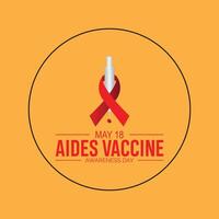 Aides Vaccine Awareness Day observed every year in May 18. Template for background, banner, card, poster with text inscription. vector