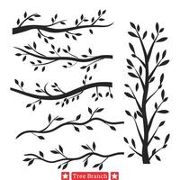 Shadows of Nature Poetic Tree Branch Silhouette Designs vector
