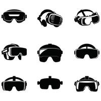 sumergirse tú mismo vr auriculares siluetas para futurista diseños y presentaciones vector