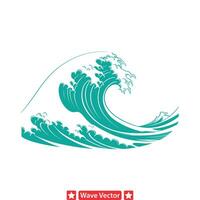 Marine Marvels Coastal Wave Silhouettes for Creative Projects vector