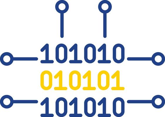 Binary Code Line Two Color Icon