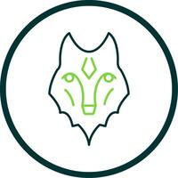 Wolf Line Circle Icon vector