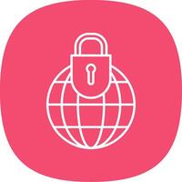 Global Security Line Curve Icon vector