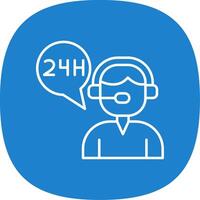 24 Hours Support Line Curve Icon vector