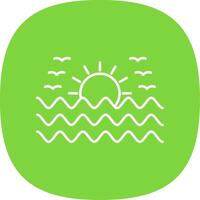 Sunset Line Curve Icon vector