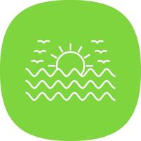 Sunset Line Curve Icon vector