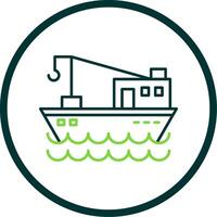 Fishing Boat Line Circle Icon vector