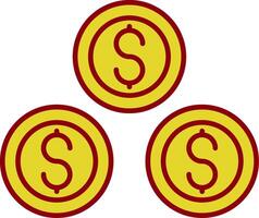 Dollar Coins Line Two Color Icon vector