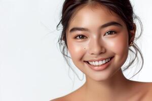 Beautiful Asian female with perfect skin. Natural beauty, cosmetics, skin care concept. Studio shot photo