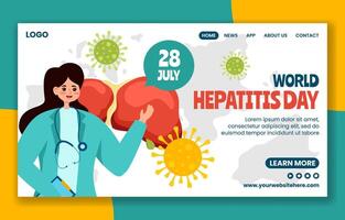 hepatitis día social medios de comunicación aterrizaje página dibujos animados mano dibujado plantillas antecedentes ilustración vector