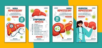 Hepatitis Day Social Media Stories Flat Cartoon Hand Drawn Templates Background Illustration vector