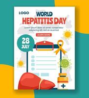 Hepatitis Day Vertical Poster Flat Cartoon Hand Drawn Templates Background Illustration vector