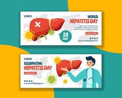 Hepatitis Day Horizontal Banner Flat Cartoon Hand Drawn Templates Background Illustration vector