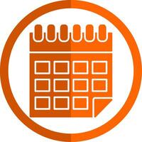 Calendar Glyph Orange Circle Icon vector