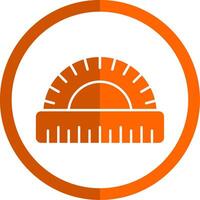 Protractor Glyph Orange Circle Icon vector