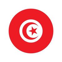 Tunisia national flag illustration. Tunisia Round flag. vector