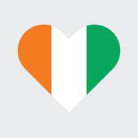 Ivory Coast national flag illustration. Ivory Coast Heart flag. vector