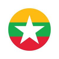 Myanmar national flag illustration. Myanmar Round flag. vector