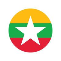 Myanmar national flag illustration. Myanmar Round flag. vector