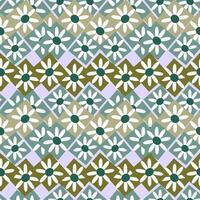 Seamless pattern of graphic geometric elements, daisies in rhombuses in art deco style. vector