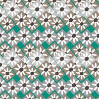 Seamless pattern of graphic geometric elements, daisies in rhombuses in art deco style. vector