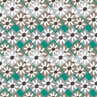 Seamless pattern of graphic geometric elements, daisies in rhombuses in art deco style. vector