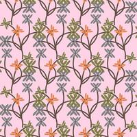 Seamless pattern with monochromatic flowers on stems in Art Deco style vector