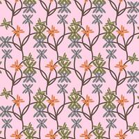 Seamless pattern with monochromatic flowers on stems in Art Deco style vector