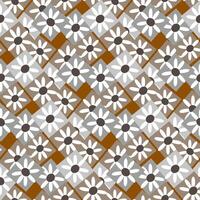 Seamless pattern of graphic geometric elements, daisies in rhombuses in art deco style. vector