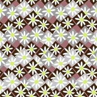 Seamless pattern of graphic geometric elements, daisies in rhombuses in art deco style. vector