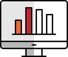 Online Bar Chart Filled Half Cut Icon vector