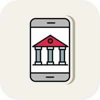 Online Banking Line Filled White Shadow Icon vector