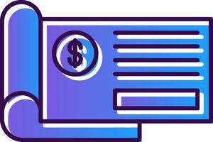 Bank Check Gradient Filled Icon vector