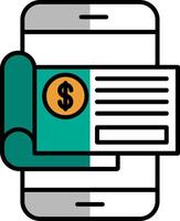 Bank Check Filled Half Cut Icon vector