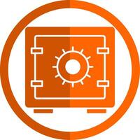 Safe Box Glyph Orange Circle Icon vector