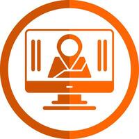 Pin Point Glyph Orange Circle Icon vector