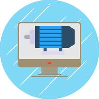 Electric Motor Flat Blue Circle Icon vector