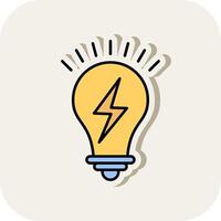Light Bulb Line Filled White Shadow Icon vector