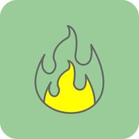 fuego lleno amarillo icono vector