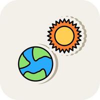 Earth Line Filled White Shadow Icon vector