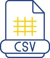 csv línea icono de dos colores vector