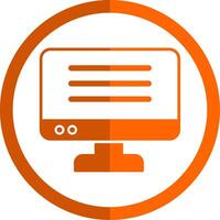 Monitor Glyph Orange Circle Icon vector